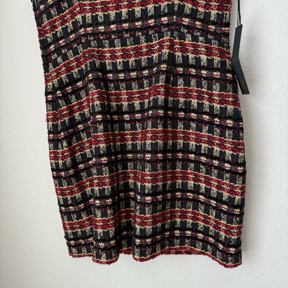 House of Harlow 1960 Boucle Dress Black Red Gold StrapS Preppy‎ Academia NEW - Picture 11 of 16